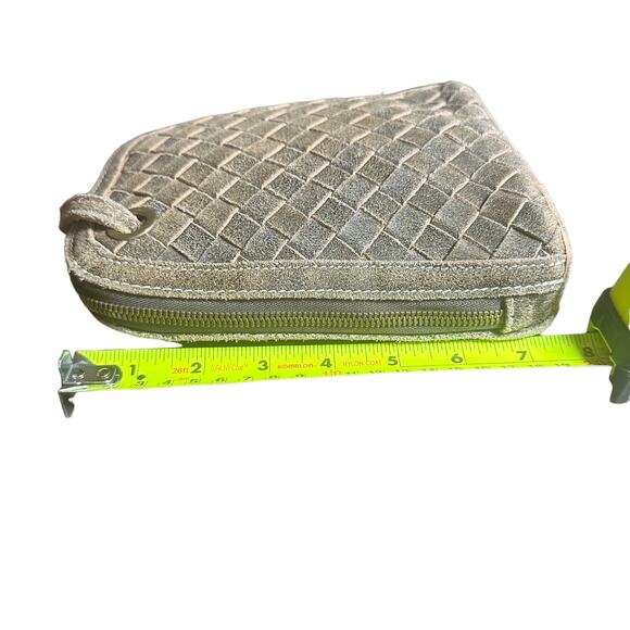 Bobo Brown Waxed Suede Leather Crossbody Phone Bag Woven Design Small Purse - Picture 6 of 8